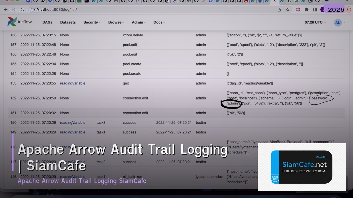 apache arrow audit trail logging