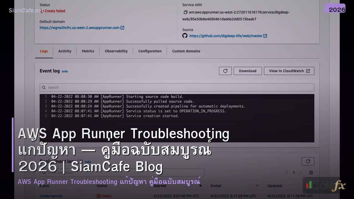 aws app runner troubleshooting แกปญหา