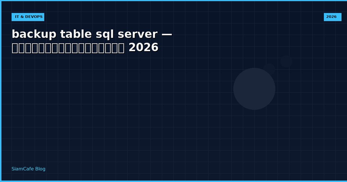 backup table sql server — คู่มือฉบับสมบูรณ์ 2026