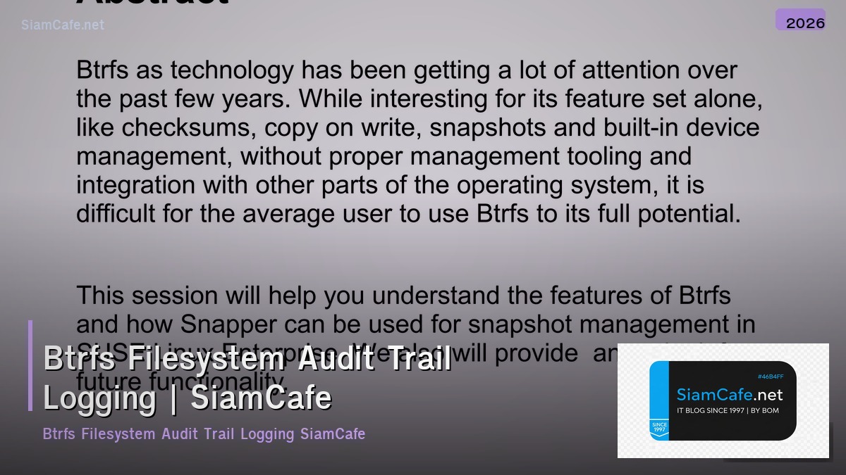 btrfs filesystem audit trail logging