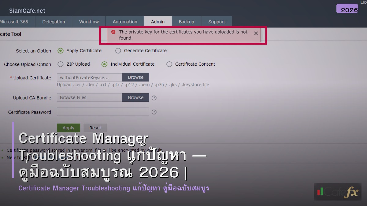 certificate manager troubleshooting แกปญหา