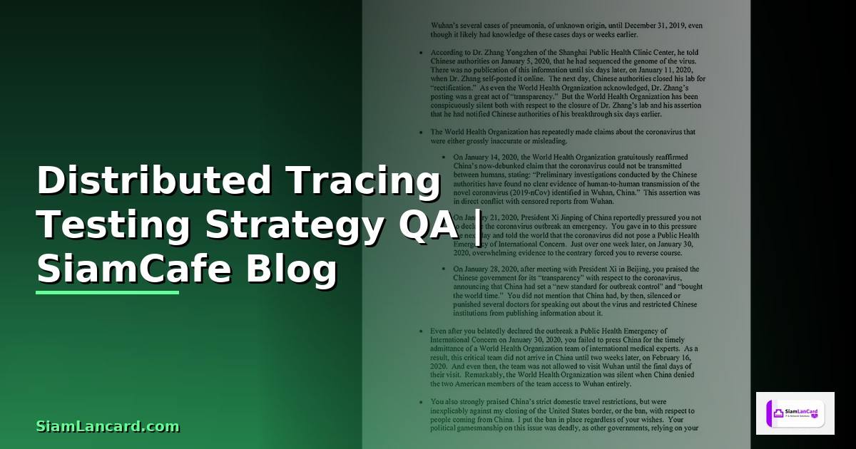 Distributed Tracing Testing Strategy QA