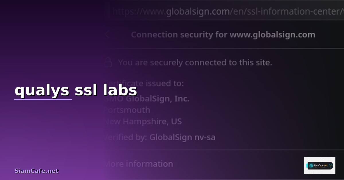 qualys ssl labs คือ — วิธีตั้งค่าและใช้งานจริงพร้อมตัวอย่าง