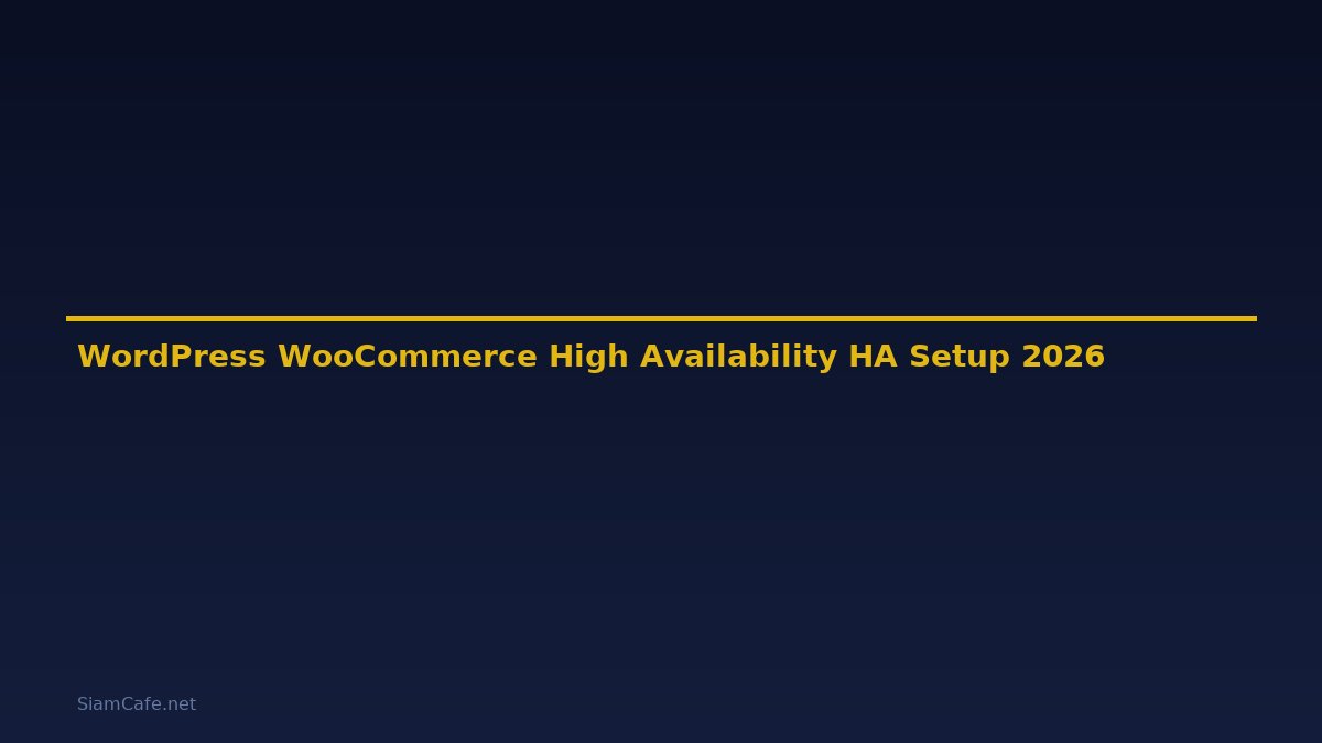 WordPress WooCommerce High Availability HA Setup — คู่มือฉบับสมบูรณ์ 2026