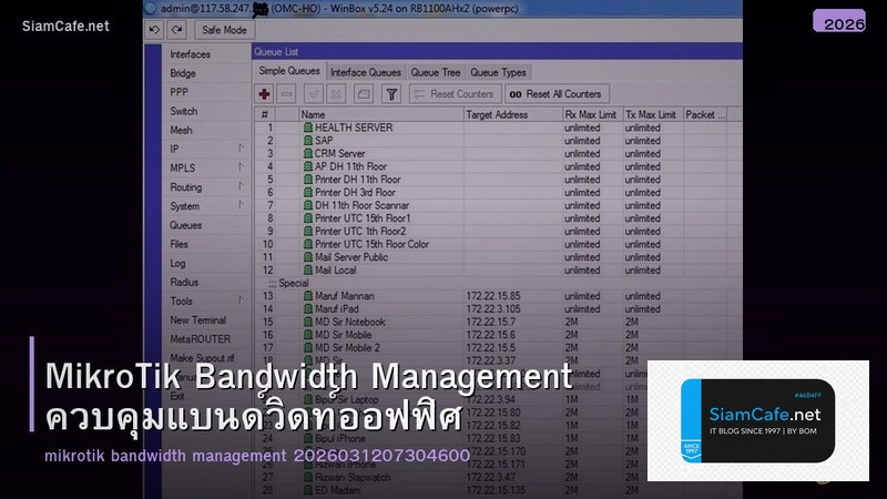 MikroTik Bandwidth Management ควบคุมแบนด์วิดท์ออฟฟิศ
