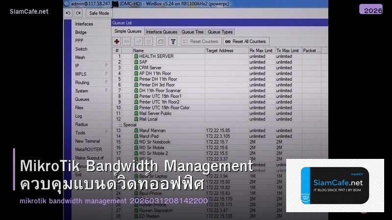 MikroTik Bandwidth Management ควบคุมแบนด์วิดท์ออฟฟิศ