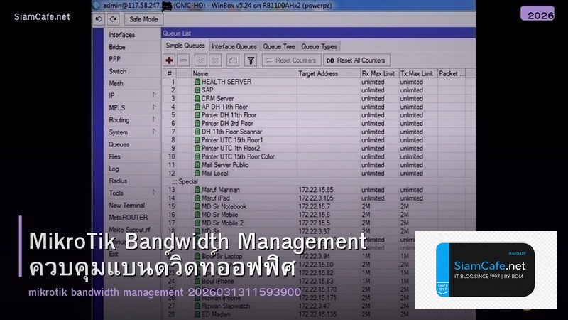 MikroTik Bandwidth Management ควบคุมแบนด์วิดท์ออฟฟิศ