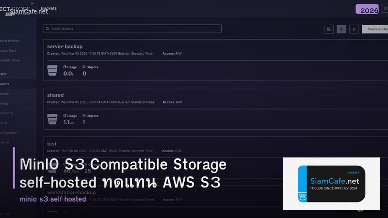 MinIO S3 Compatible Storage self-hosted ทดแทน AWS S3