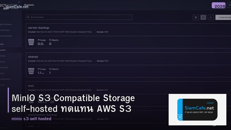 MinIO S3 Compatible Storage self-hosted ทดแทน AWS S3