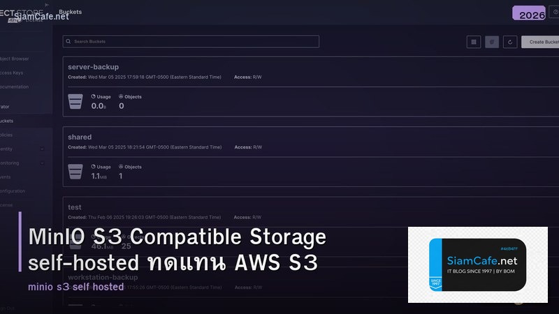 MinIO S3 Compatible Storage self-hosted ทดแทน AWS S3
