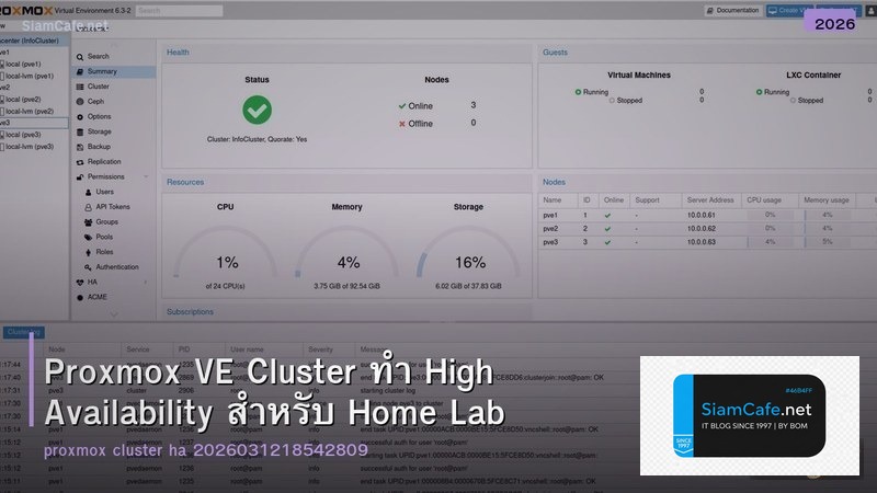 Proxmox VE Cluster ทำ High Availability สำหรับ Home Lab