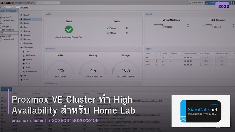 Proxmox VE Cluster ทำ High Availability สำหรับ Home Lab