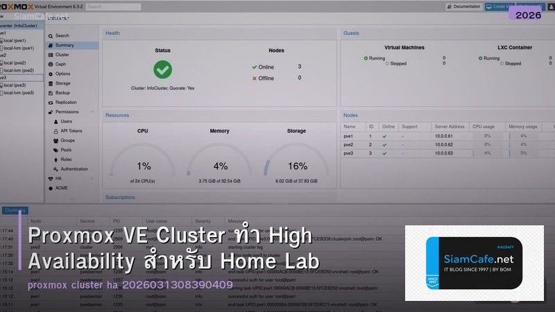 Proxmox VE Cluster ทำ High Availability สำหรับ Home Lab