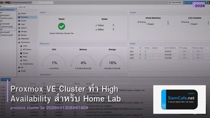 Proxmox VE Cluster ทำ High Availability สำหรับ Home Lab