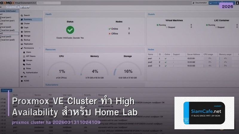 Proxmox VE Cluster ทำ High Availability สำหรับ Home Lab