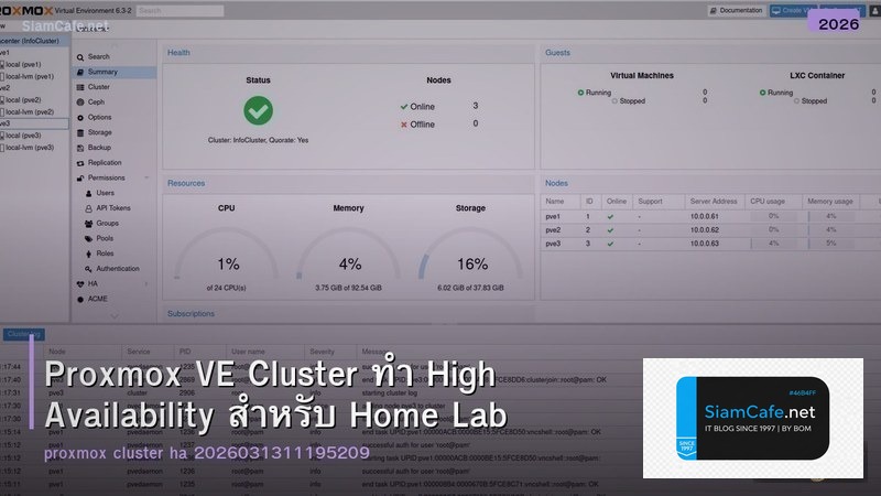 Proxmox VE Cluster ทำ High Availability สำหรับ Home Lab