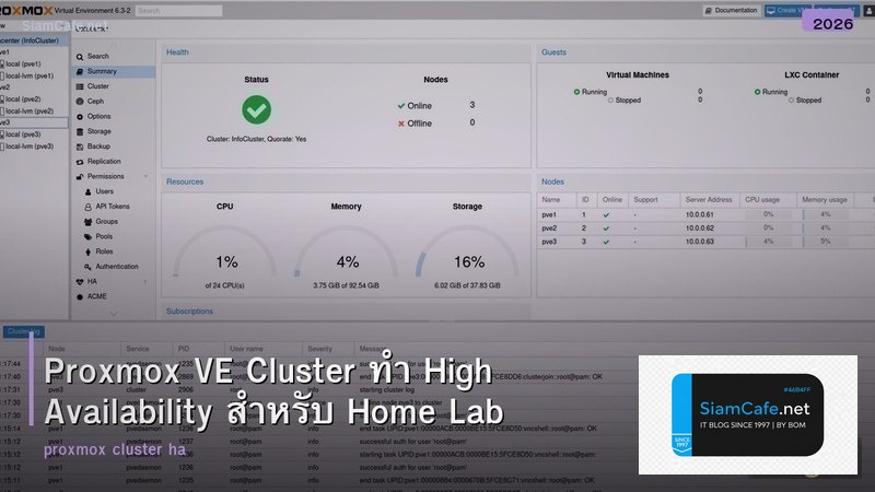 Proxmox VE Cluster ทำ High Availability สำหรับ Home Lab