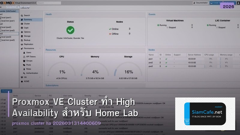 Proxmox VE Cluster ทำ High Availability สำหรับ Home Lab