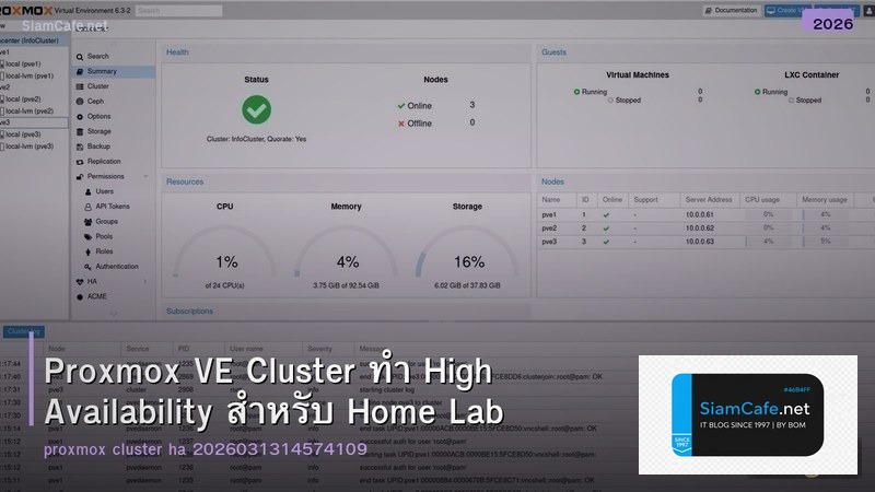 Proxmox VE Cluster ทำ High Availability สำหรับ Home Lab