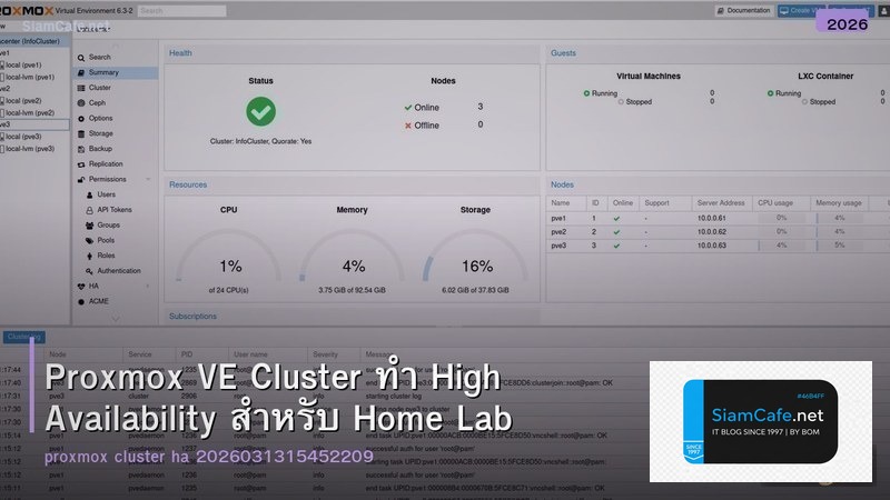 Proxmox VE Cluster ทำ High Availability สำหรับ Home Lab