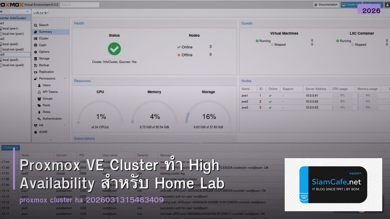 Proxmox VE Cluster ทำ High Availability สำหรับ Home Lab