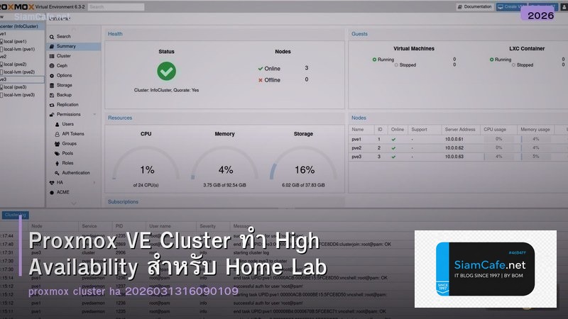 Proxmox VE Cluster ทำ High Availability สำหรับ Home Lab