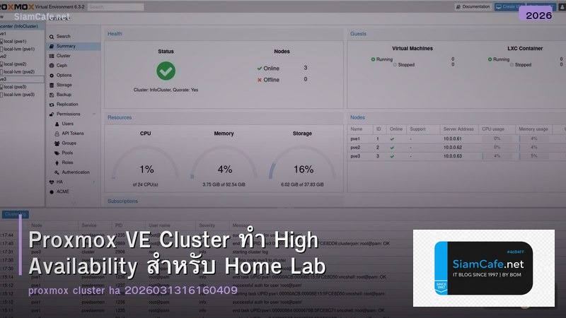 Proxmox VE Cluster ทำ High Availability สำหรับ Home Lab