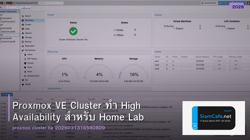 Proxmox VE Cluster ทำ High Availability สำหรับ Home Lab